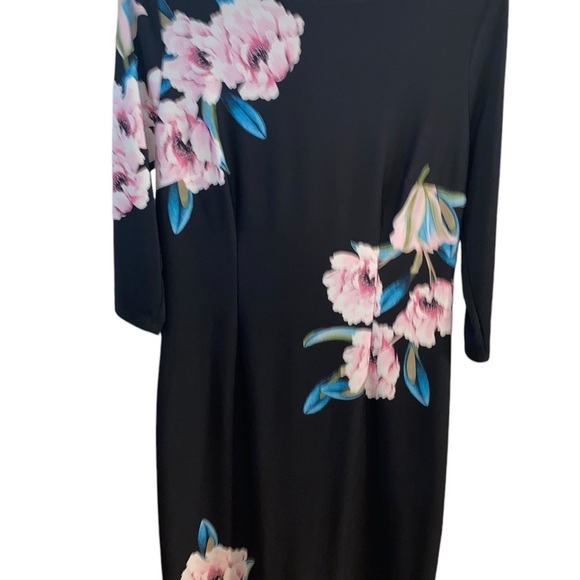INC International concepts 34 sleeve black floral sheath dress - Picture 6 of 13